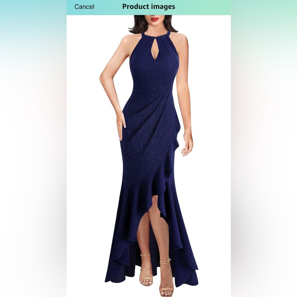 Elegant Navy Blue Evening Gown
